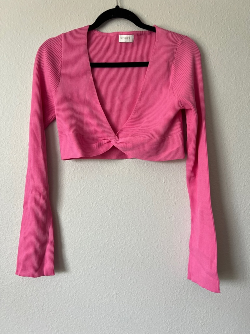 Meshki Long Sleeve Ribbed Crop Top - Ribbed